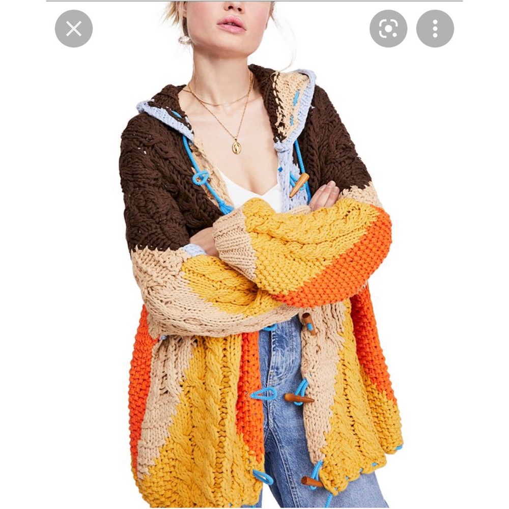 NWOT Free people Perfectly Patched Poncho cardigan sweater xs